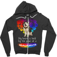 My Heart Is Held By The Paws Of A Alaskan Malamute Zipper Hoodie | Artistshot