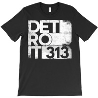 313 Detroit Michigan State With Area Code Grunge Distressed T-shirt | Artistshot