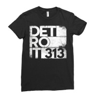 313 Detroit Michigan State With Area Code Grunge Distressed Ladies Fitted T-shirt | Artistshot