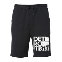 313 Detroit Michigan State With Area Code Grunge Distressed Fleece Short | Artistshot