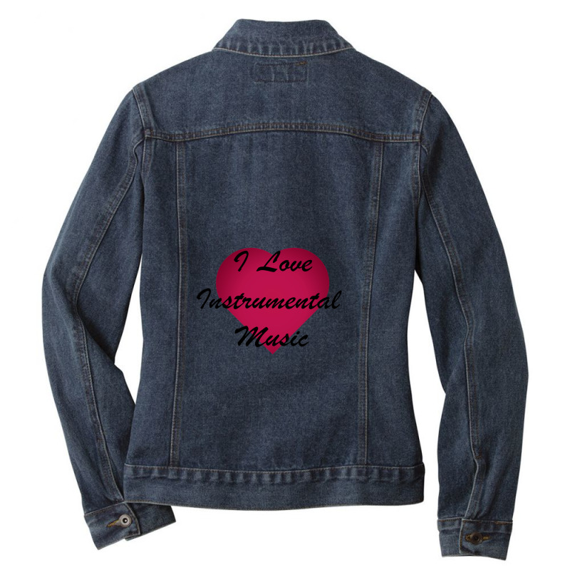 I Love Instrumental Music Stickers Ladies Denim Jacket by KarlinRomick | Artistshot