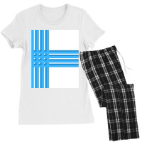 Vertical Blue And White Stripes Graphic Women's Pajamas Set | Artistshot