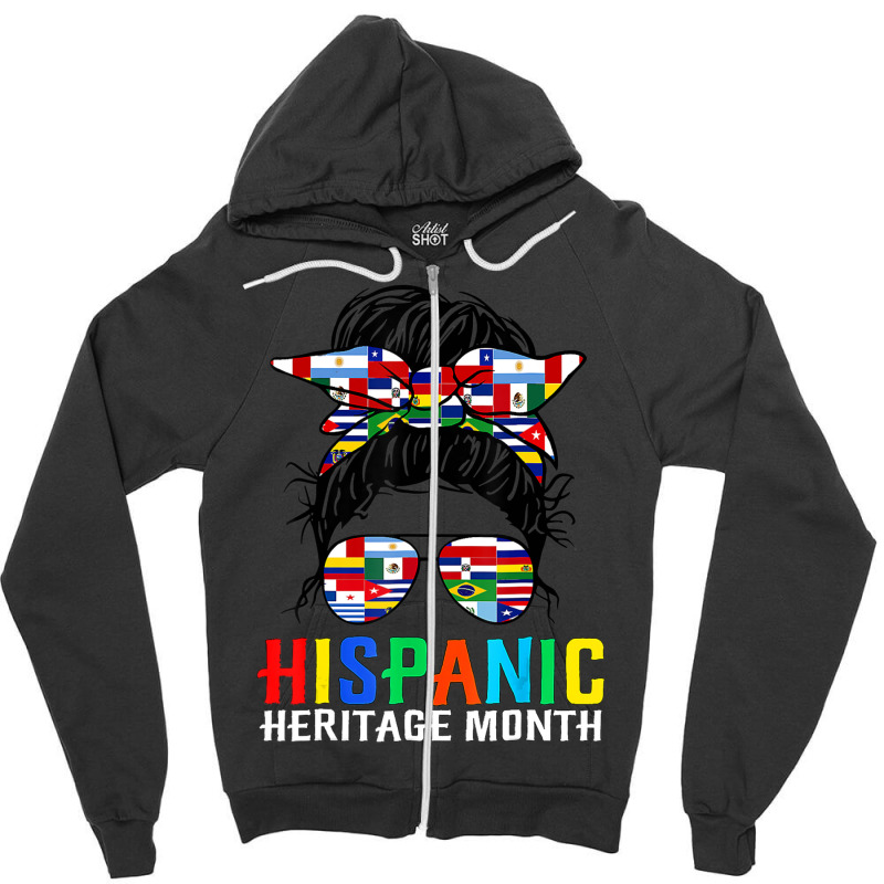 National Hispanic Heritage Month Latin Flags Messy Zipper Hoodie by beulahgriffithgdv | Artistshot