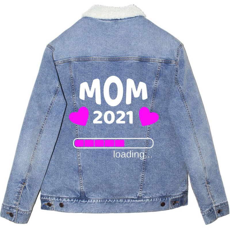 Mom 2021 Loading Pregnant Pregnancy Unisex Sherpa-lined Denim Jacket | Artistshot