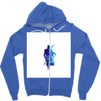 Mando Silhouette Blue Paint Spatter Zipper Hoodie | Artistshot