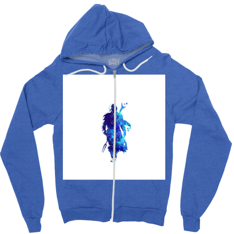 Mando Silhouette Blue Paint Spatter Zipper Hoodie by nicolslauthao | Artistshot