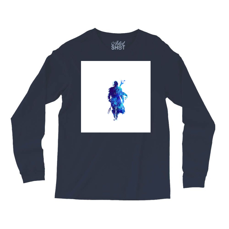 Mando Silhouette Blue Paint Spatter Long Sleeve Shirts by nicolslauthao | Artistshot