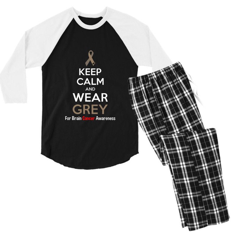 Keep Calm And Wear Grey  For Brain Awarenes Men's 3/4 Sleeve Pajama Set | Artistshot