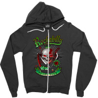 Rockabilly Skull Zipper Hoodie | Artistshot