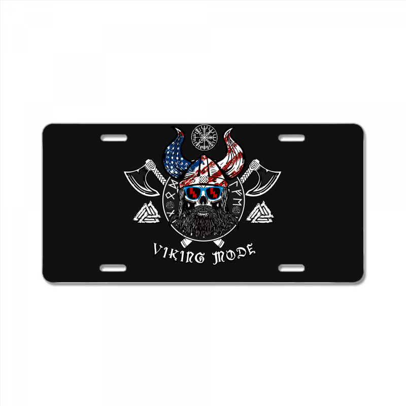 American Viking With Skull Helmet And Runes License Plate | Artistshot