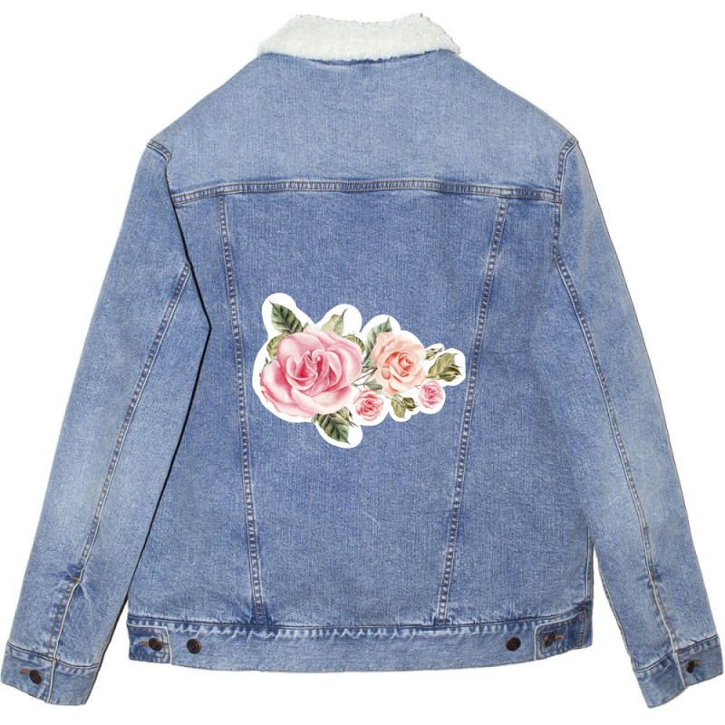 Roses Art Pattern Unisex Sherpa-lined Denim Jacket | Artistshot