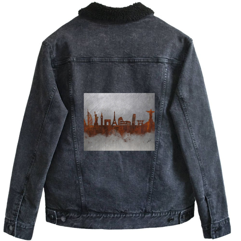 Rust Around The World 1 Unisex Sherpa-lined Denim Jacket | Artistshot