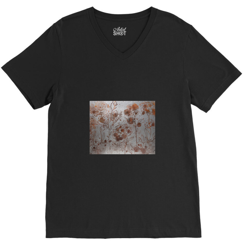 Rust Flowers V-neck Tee | Artistshot