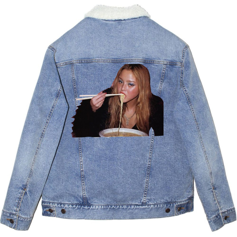 Devon Aoki Ramen Transparent Sticker Unisex Sherpa-Lined Denim Jacket by biswshedevank | Artistshot