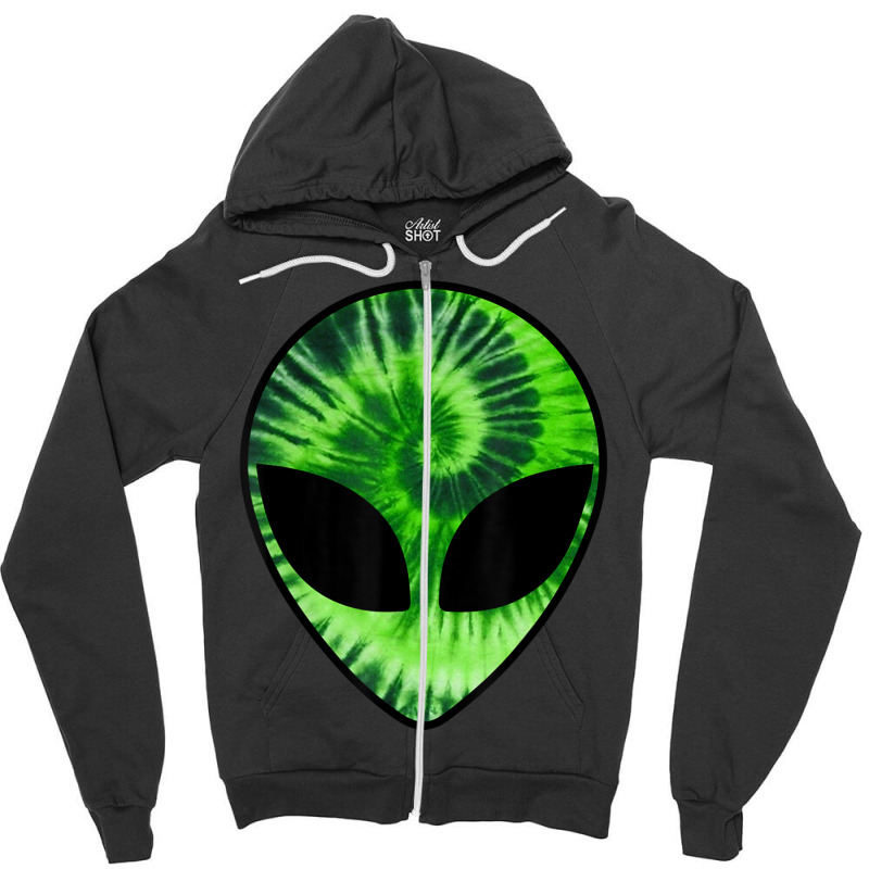 Alien Head Green Glow Party Rave Men And Women Zipper Hoodie | Artistshot