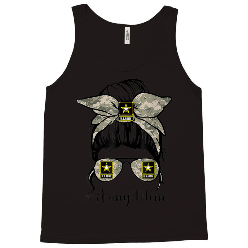 Army Mom Messy Bun Hair Glasses Tank Top | Artistshot