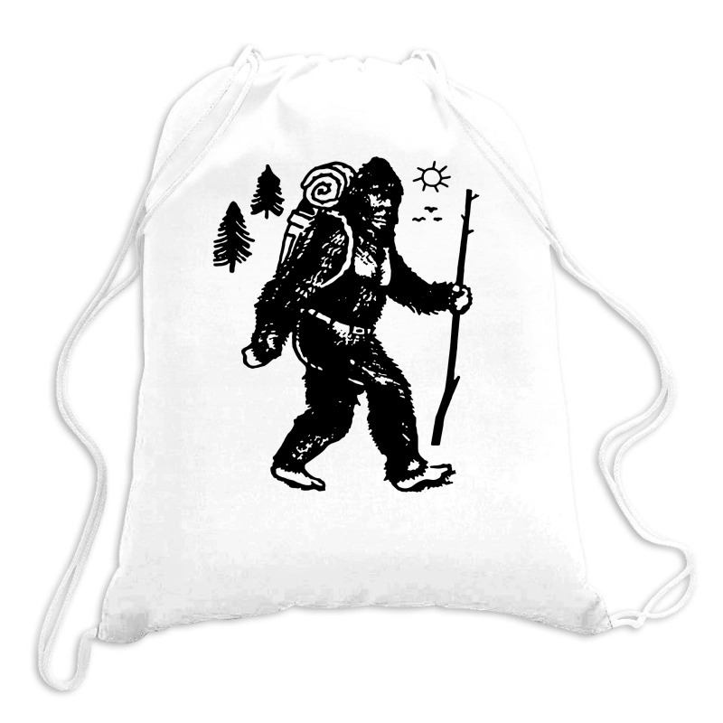 Bigfoot Hiking Drawstring Bags. By Artistshot