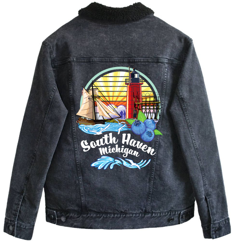 South Haven Michigan Unisex Sherpa-lined Denim Jacket | Artistshot