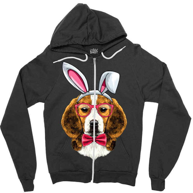 Beagle Bunny Ears Glasses Eggs Cute Easter Dog Own Zipper Hoodie by kerrmanthez | Artistshot