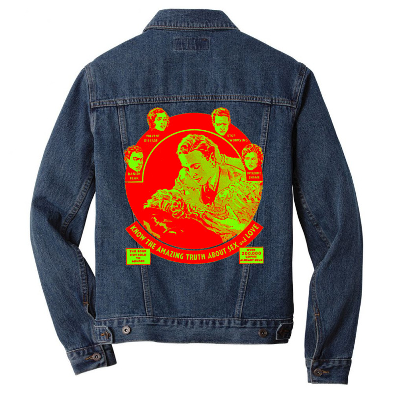 Funny Truth About Love Sex Manual Face Mask Men Denim Jacket | Artistshot