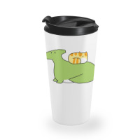 Hadrosaurid And Orange Tabby Cat Travel Mug | Artistshot