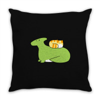 Hadrosaurid And Orange Tabby Cat Throw Pillow | Artistshot