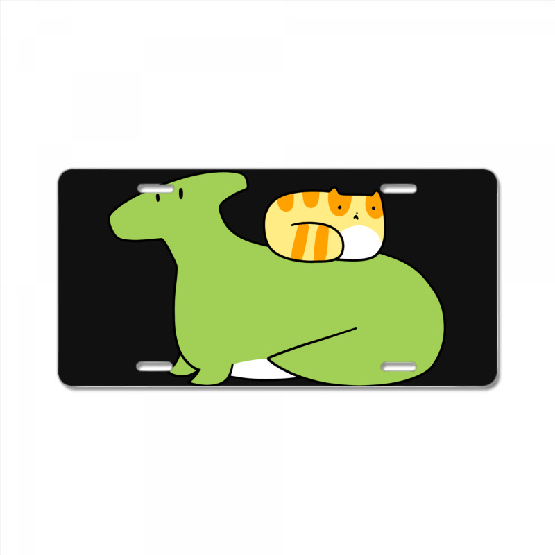 Hadrosaurid And Orange Tabby Cat License Plate | Artistshot