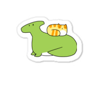 Hadrosaurid And Orange Tabby Cat Sticker | Artistshot