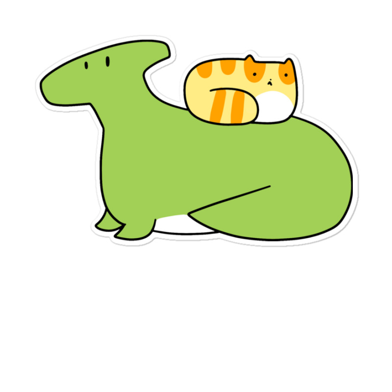 Hadrosaurid And Orange Tabby Cat Sticker | Artistshot