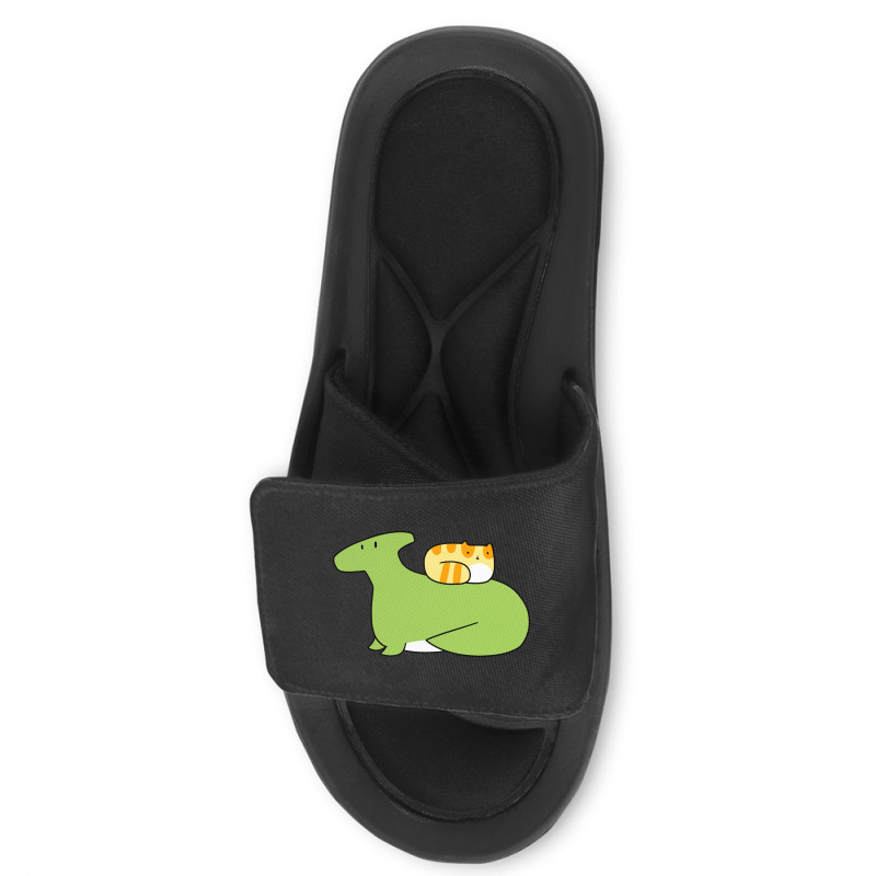 Hadrosaurid And Orange Tabby Cat Slide Sandal | Artistshot