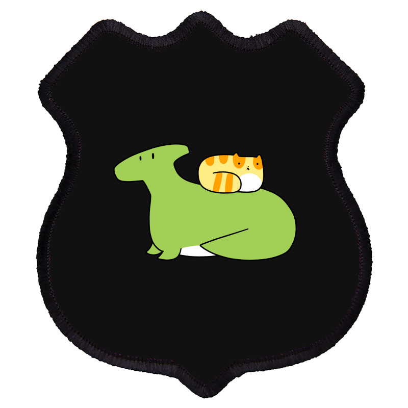 Hadrosaurid And Orange Tabby Cat Shield Patch | Artistshot