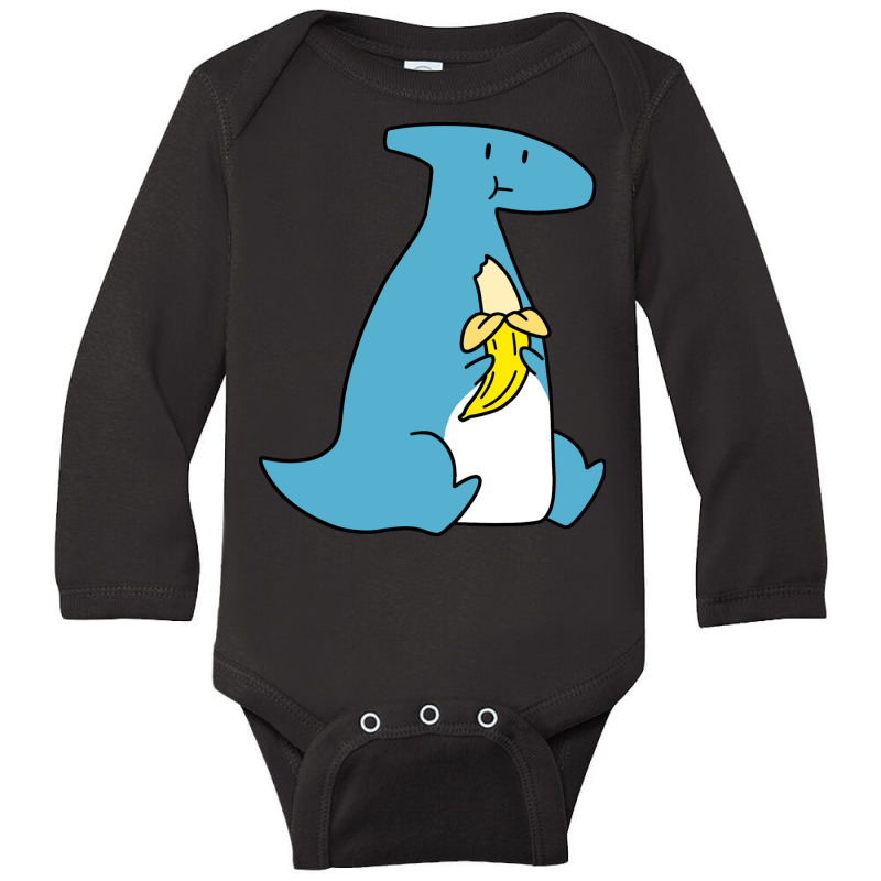 Hadrosaurid Eating A Banana Long Sleeve Baby Bodysuit | Artistshot