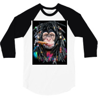 Chimpanzee With Colorful Dreadlocks 3/4 Sleeve Shirt | Artistshot