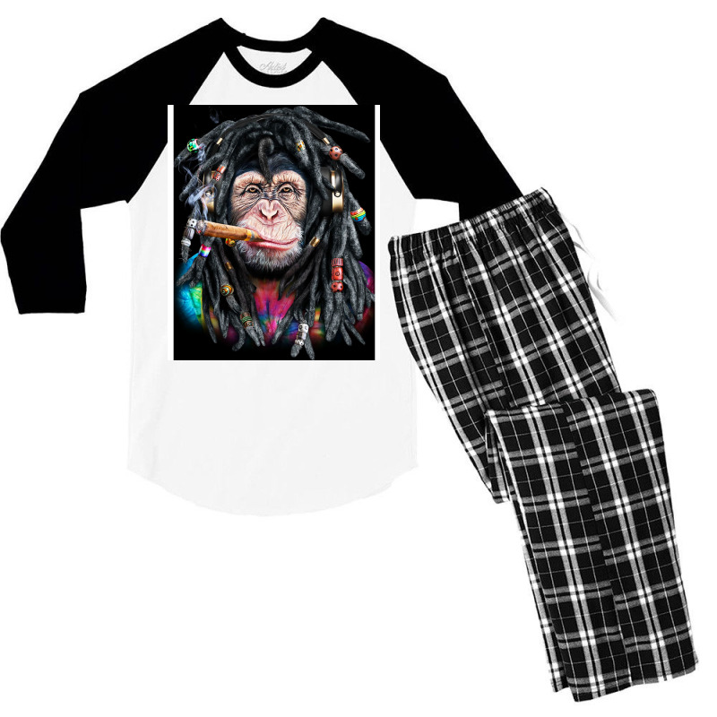 Chimpanzee With Colorful Dreadlocks Men's 3/4 Sleeve Pajama Set | Artistshot