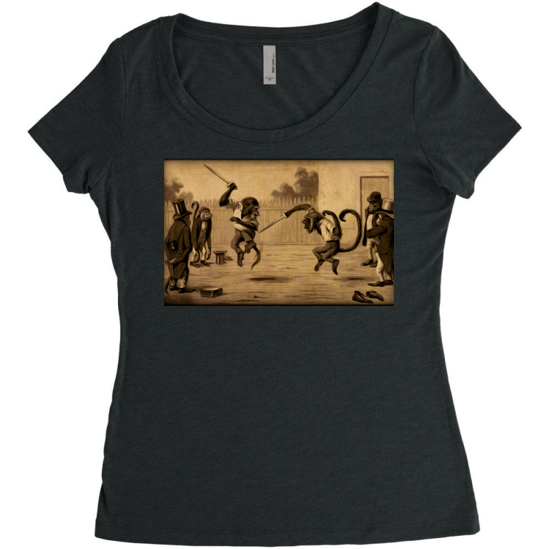 Monkey Knife Fight Women's Triblend Scoop T-shirt by aniedajodusk | Artistshot