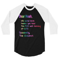 Dear Noah Ark Leaving Unicorns Christian 3/4 Sleeve Shirt | Artistshot