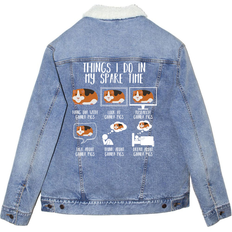 Things I Do In My Spare Time Guinea Pig Funny Guin Unisex Sherpa-lined Denim Jacket | Artistshot