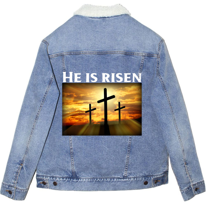 Easter He Is Risen Christian Unisex Sherpa-lined Denim Jacket | Artistshot