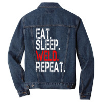 Eat Sleep Weld Repeat Welder Men Denim Jacket | Artistshot