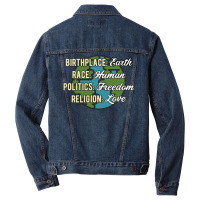 Birthplace Earth Race Human Politics Freedom Religion Love Equality Al Men Denim Jacket | Artistshot