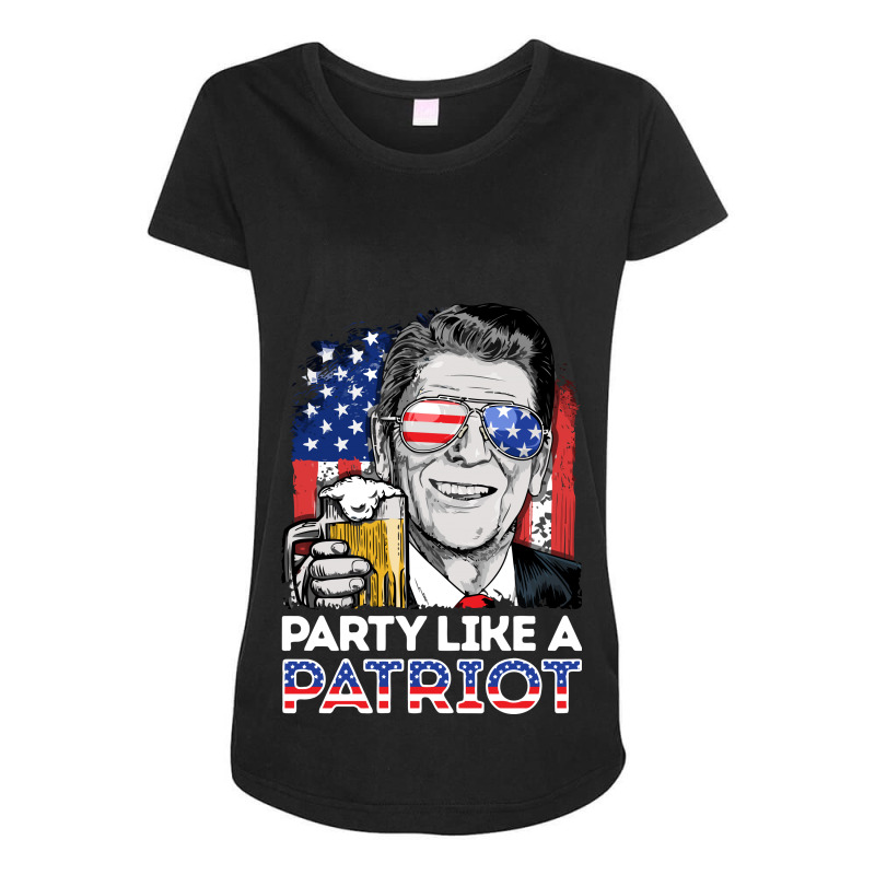 Reagan Ronald Party Like A Patriot Gifts Maternity Scoop Neck T-shirt by LiqueGifts | Artistshot