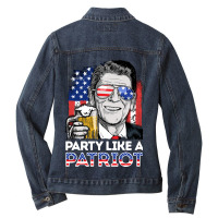 Reagan Ronald Party Like A Patriot Gifts Ladies Denim Jacket | Artistshot