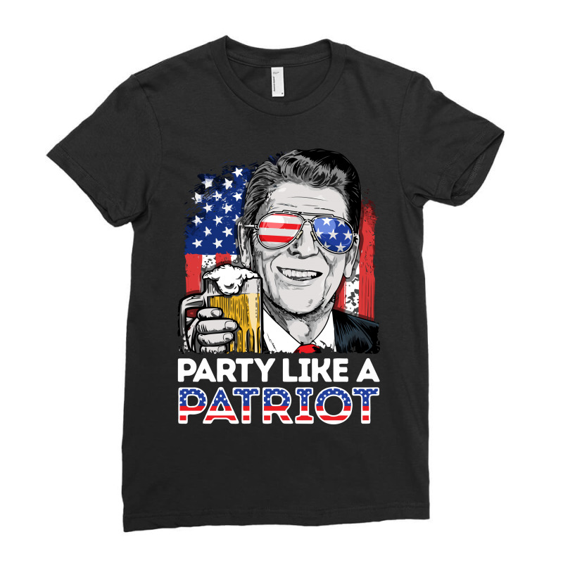 Reagan Ronald Party Like A Patriot Gifts Ladies Fitted T-Shirt by LiqueGifts | Artistshot