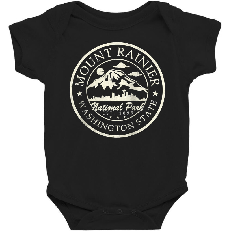 Vintage National Park Mt Rainier Baby Bodysuit by KimberleeWilson786 | Artistshot