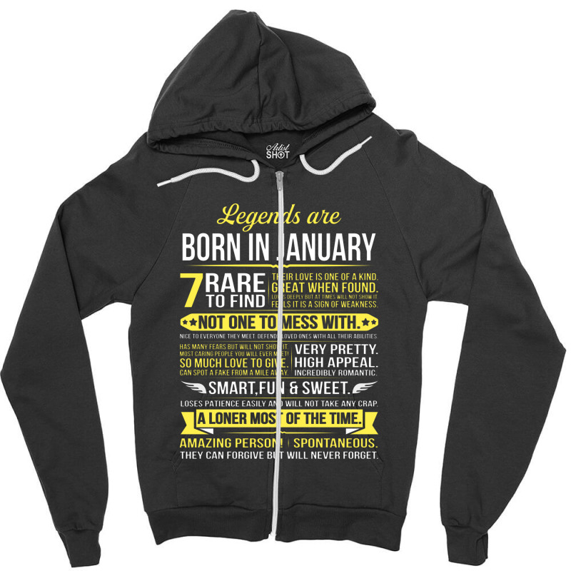 Legends Are Born In January Zipper Hoodie | Artistshot