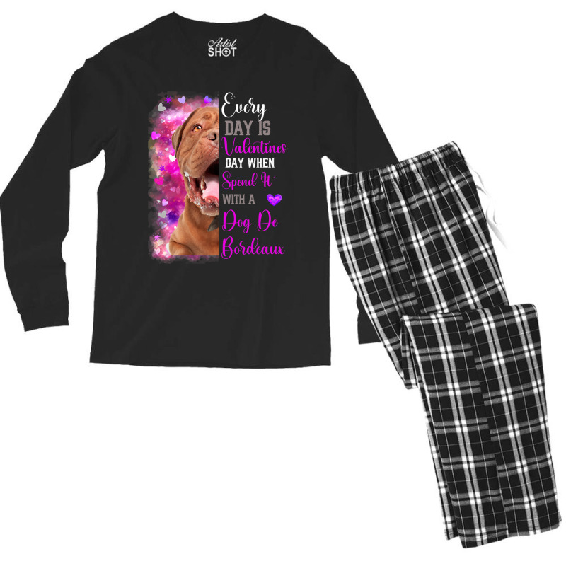 Womens Dog De Bordeaux Mom Funny Valentines Day Do Men's Long Sleeve Pajama Set | Artistshot