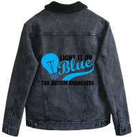 Light It Up Blue For Auti Awareness Unisex Sherpa-lined Denim Jacket | Artistshot