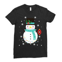 Vintage Snowman Christmas Snowflakes Holiday Novel Ladies Fitted T-shirt | Artistshot