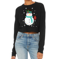 Vintage Snowman Christmas Snowflakes Holiday Novel Cropped Sweater | Artistshot