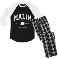 Malin Oregon Or Vintage Athletic Sports Design Men's 3/4 Sleeve Pajama Set | Artistshot